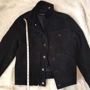 Black suede trucker jacket
